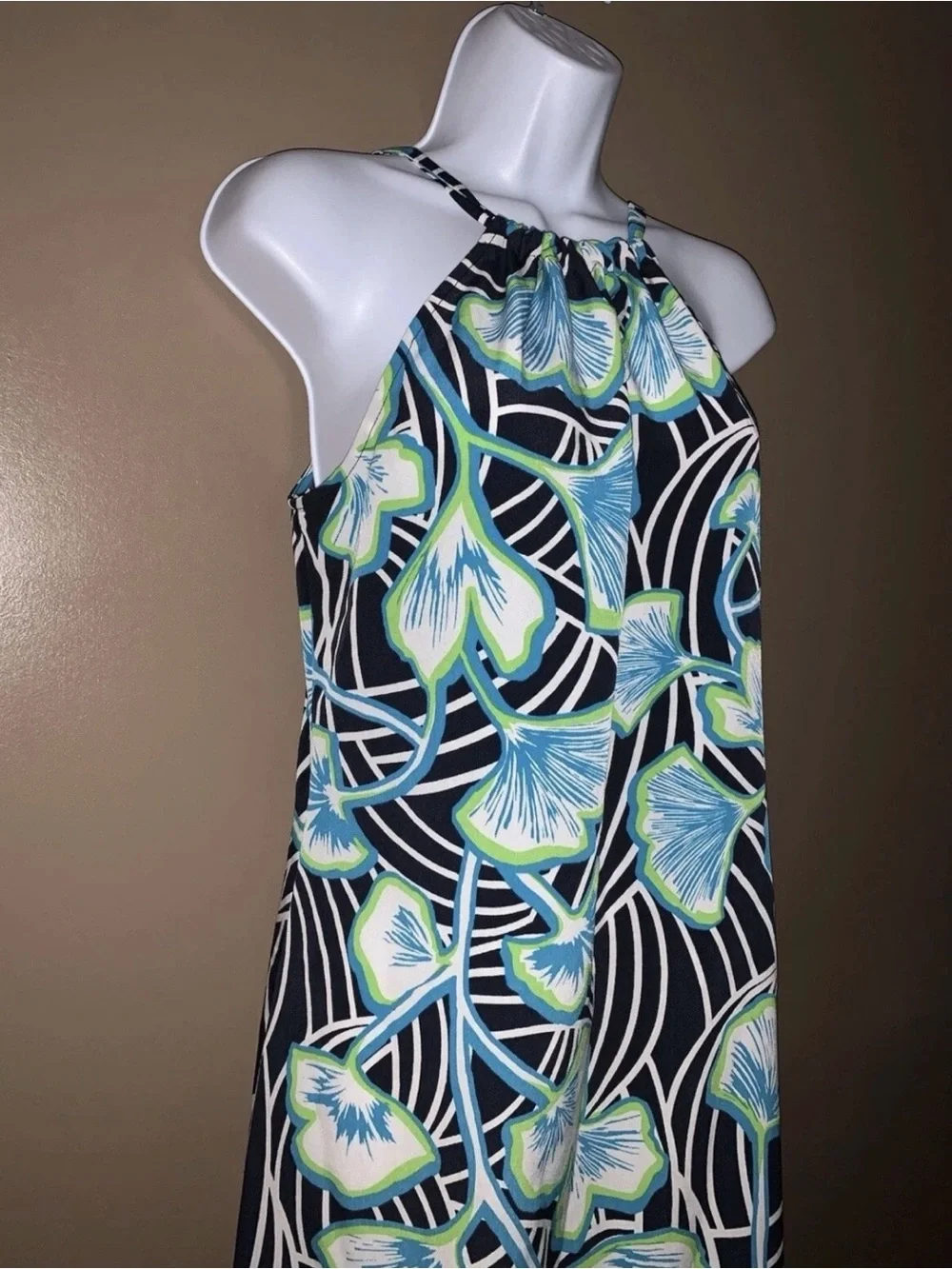 Crown & Ivy Floral Halter Tie Neck Sleeveless Lightweight Shift Dress L - Picture 2 of 7